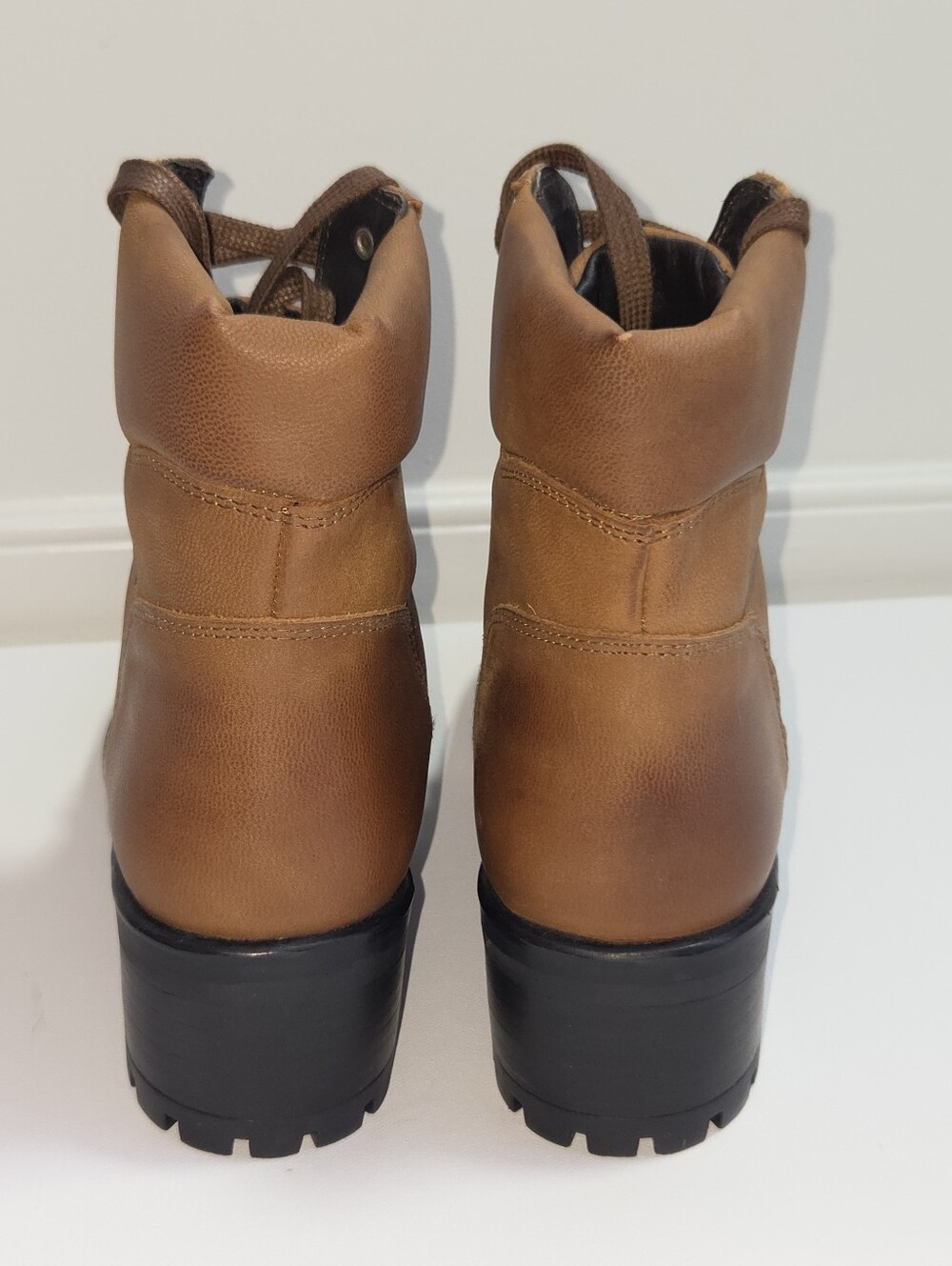 Steve Madden CALWAY Leather Lug Sole Hiker Combat Boots Brown Womens 11 - Picture 5 of 16